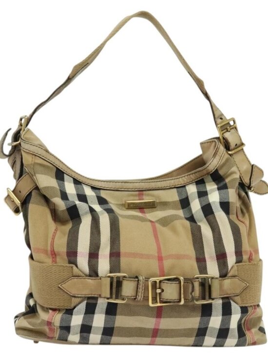 Burberry Handbags - BURBERRY Nova Check Shoulder Bag Canvas Beige Gold Auth 120793